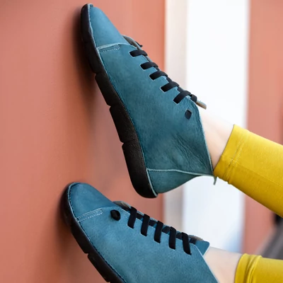 GITA COMFORT boots PETROL kézműves bőr cipő