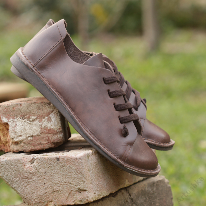 GITA bohemian MÁRVÁNYOS BARNA kézműves bőr cipő