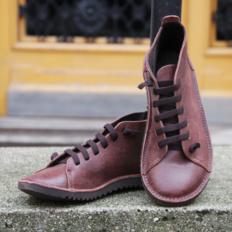 GITA boots MAHAGÓNI - vastag talpú kézműves bőr cipő
