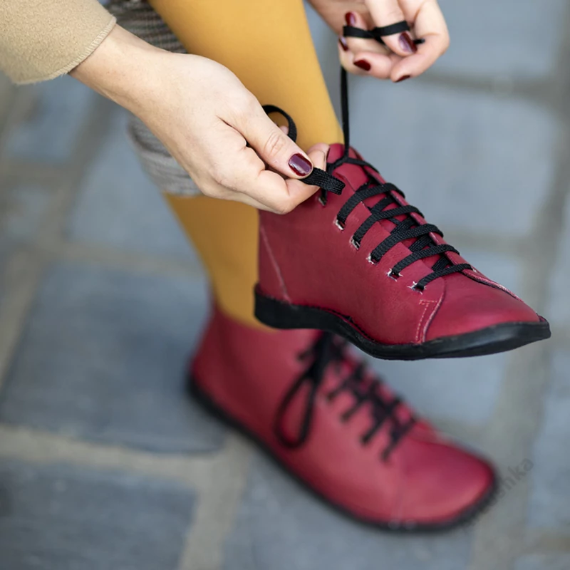 GITA boots BORDÓ kézműves bőr cipő