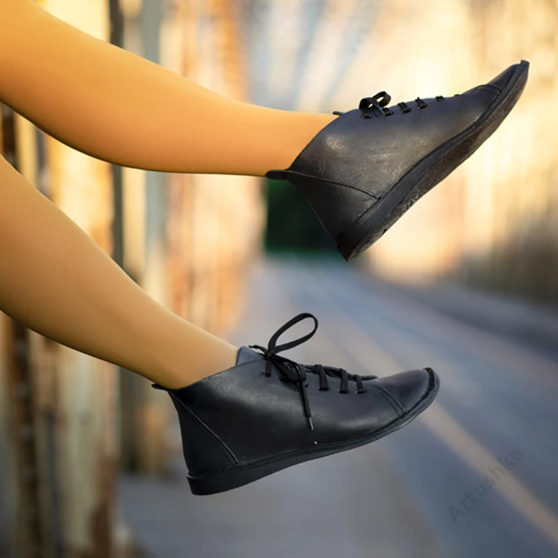 GITA boots FEKETE kézműves bőr cipő