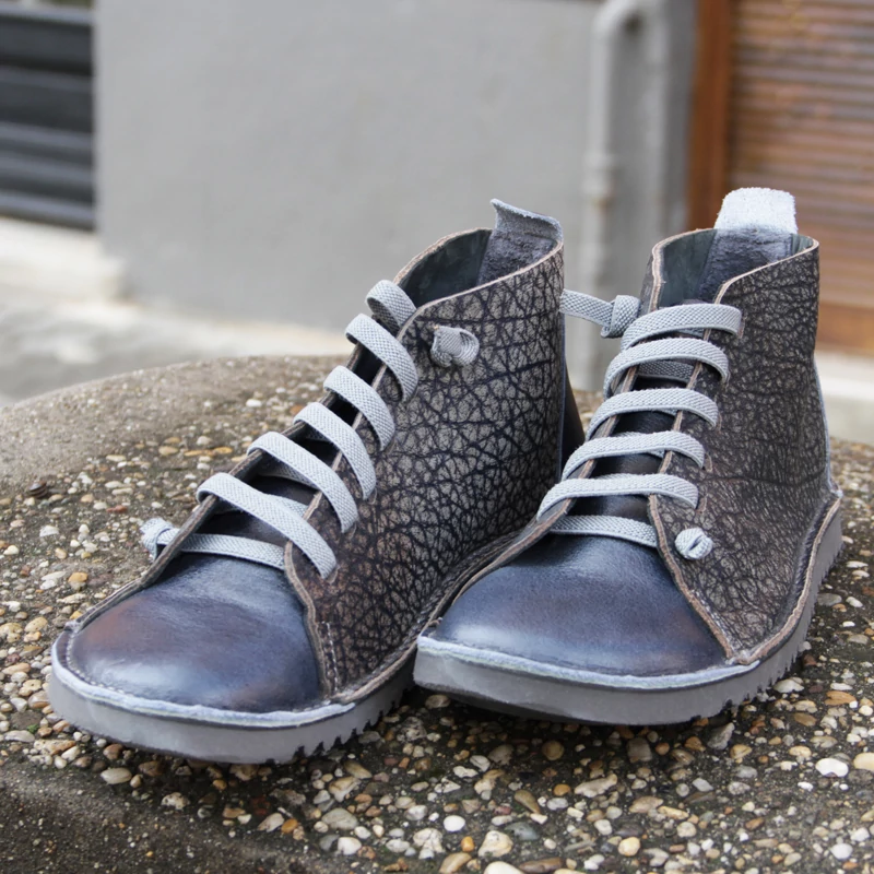 GITA boots KÉK KARCOS - vastag talpú kézműves bőr cipő