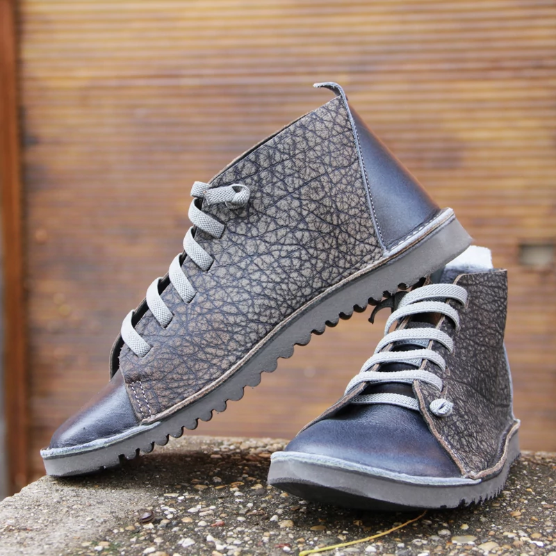 GITA boots KÉK KARCOS - vastag talpú kézműves bőr cipő