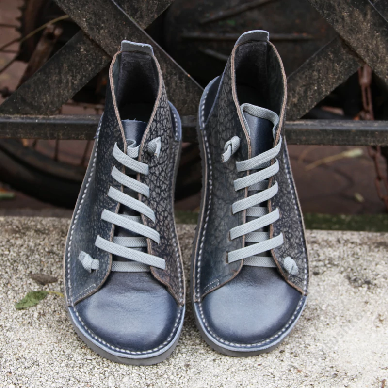 GITA boots KÉK KARCOS - vastag talpú kézműves bőr cipő