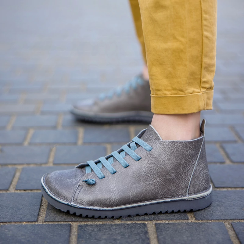 GITA boots GLAM SZÜRKE -vastag talpú kézműves bőr cipő