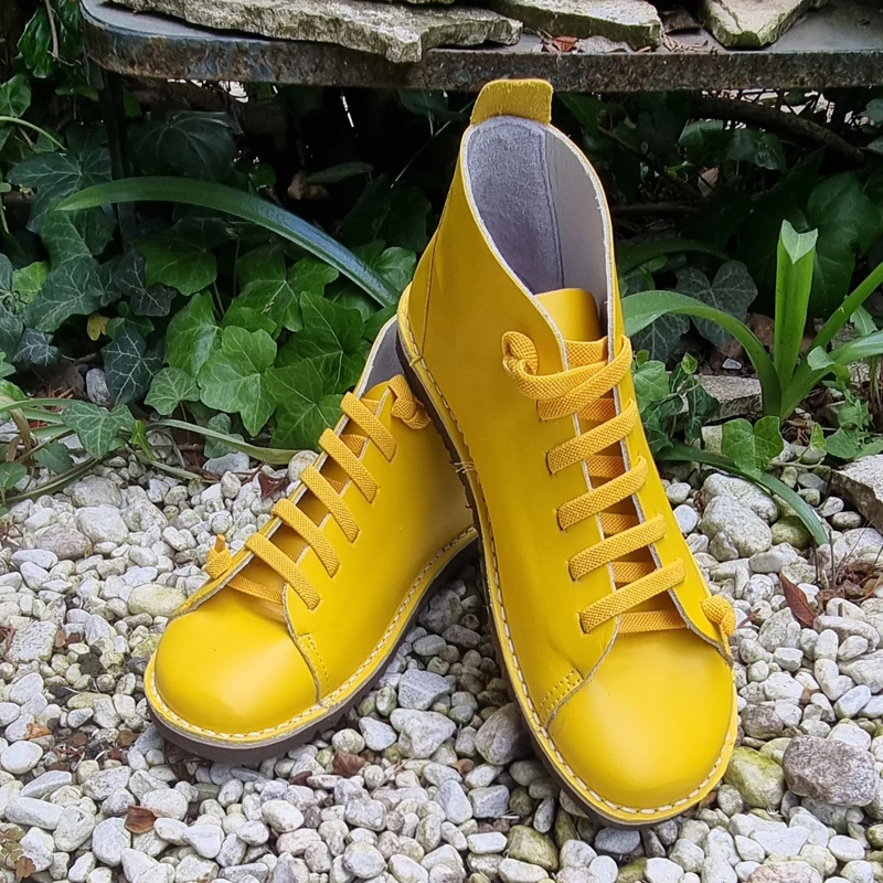 GITA boots NAPSÁRGA -vastag talpú kézműves bőr cipő