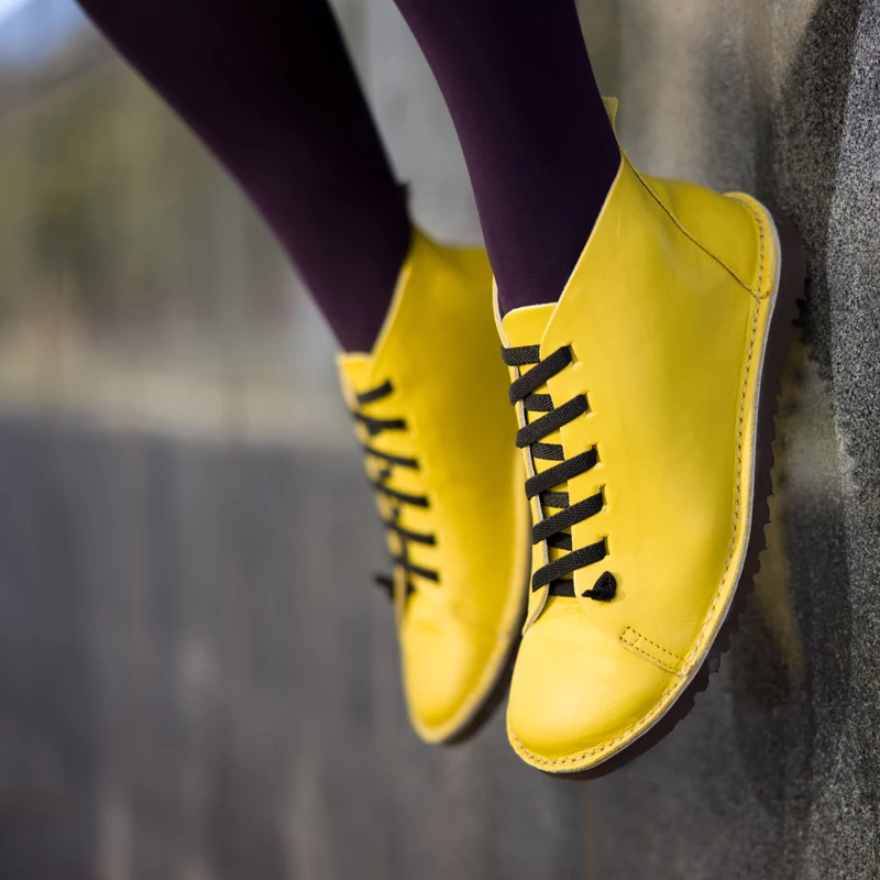 GITA boots SÁRGA -vastag talpú kézműves bőr cipő