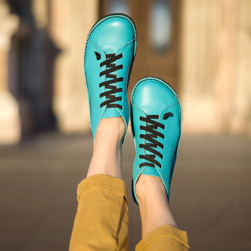 GITA boots AZÚR ZÖLD -vastag talpú kézműves bőr cipő