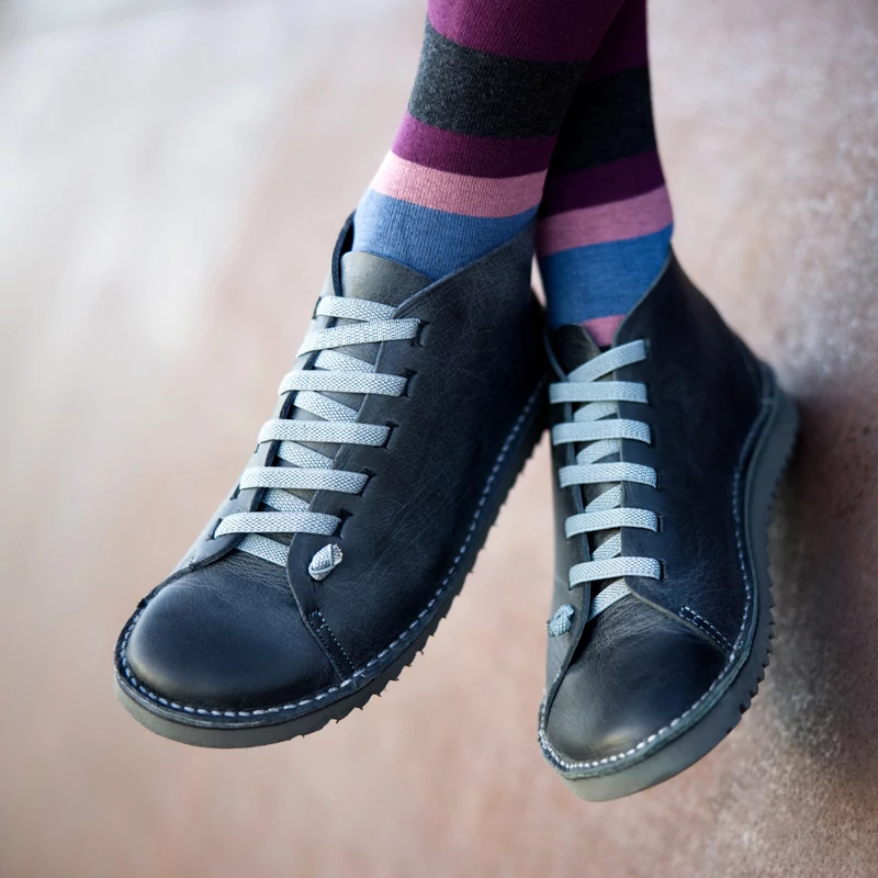 GITA boots GRAFIT -vastag talpú kézműves bőr cipő