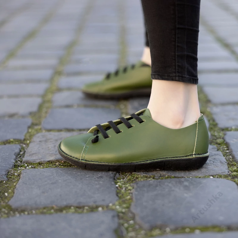 GITA comfort bohemian FŰZÖLD kézműves bőr cipő