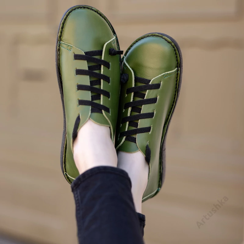 GITA comfort bohemian FŰZÖLD kézműves bőr cipő