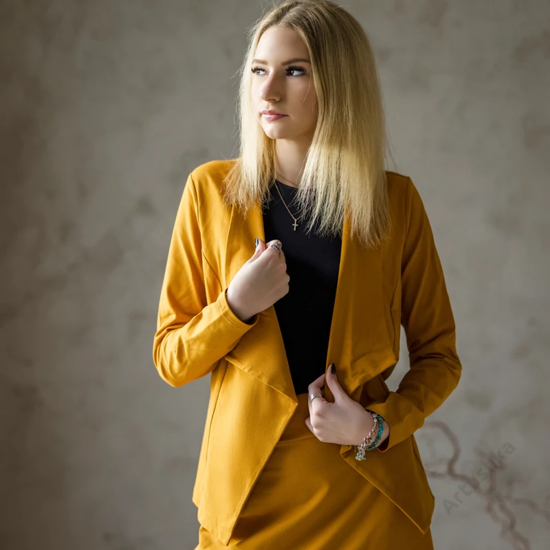 BELLA KARDIGÁN-BLÉZER MUSTÁR