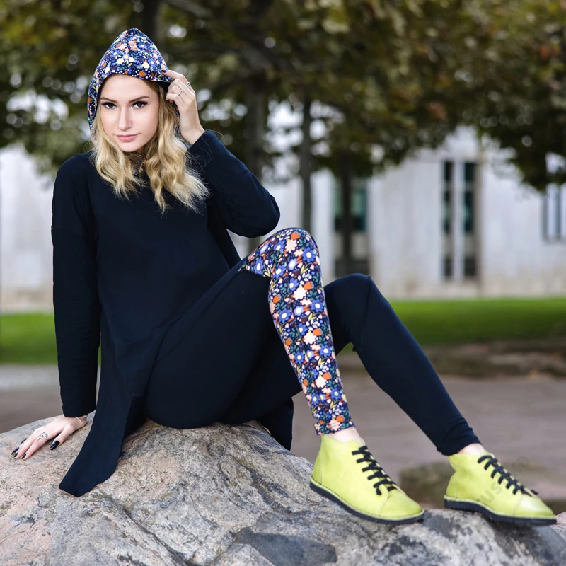 Leggings FEKETE VIRÁGOS