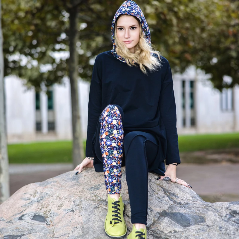 Leggings FEKETE VIRÁGOS